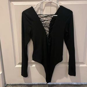 Women’s lace up front and back Victoria secret long sleeve body suit